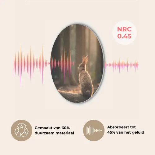 Konijn - Bos - Zonnestralen Akoestische PET Vilt - Rond klein -USP_NL