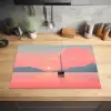 Zeilboot - Roze zee - Zonsondergang - Bergen Inductie beschermer vinyl 3mm klein -sfeer5