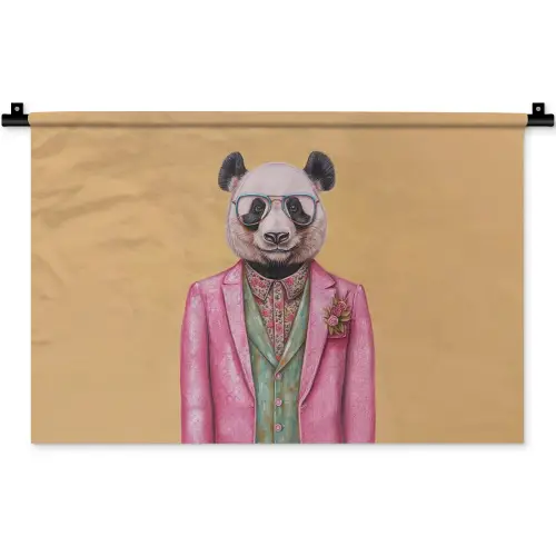 Panda - Pak - Zonnebril - Blauw Wandkleed katoen klein -zz3d