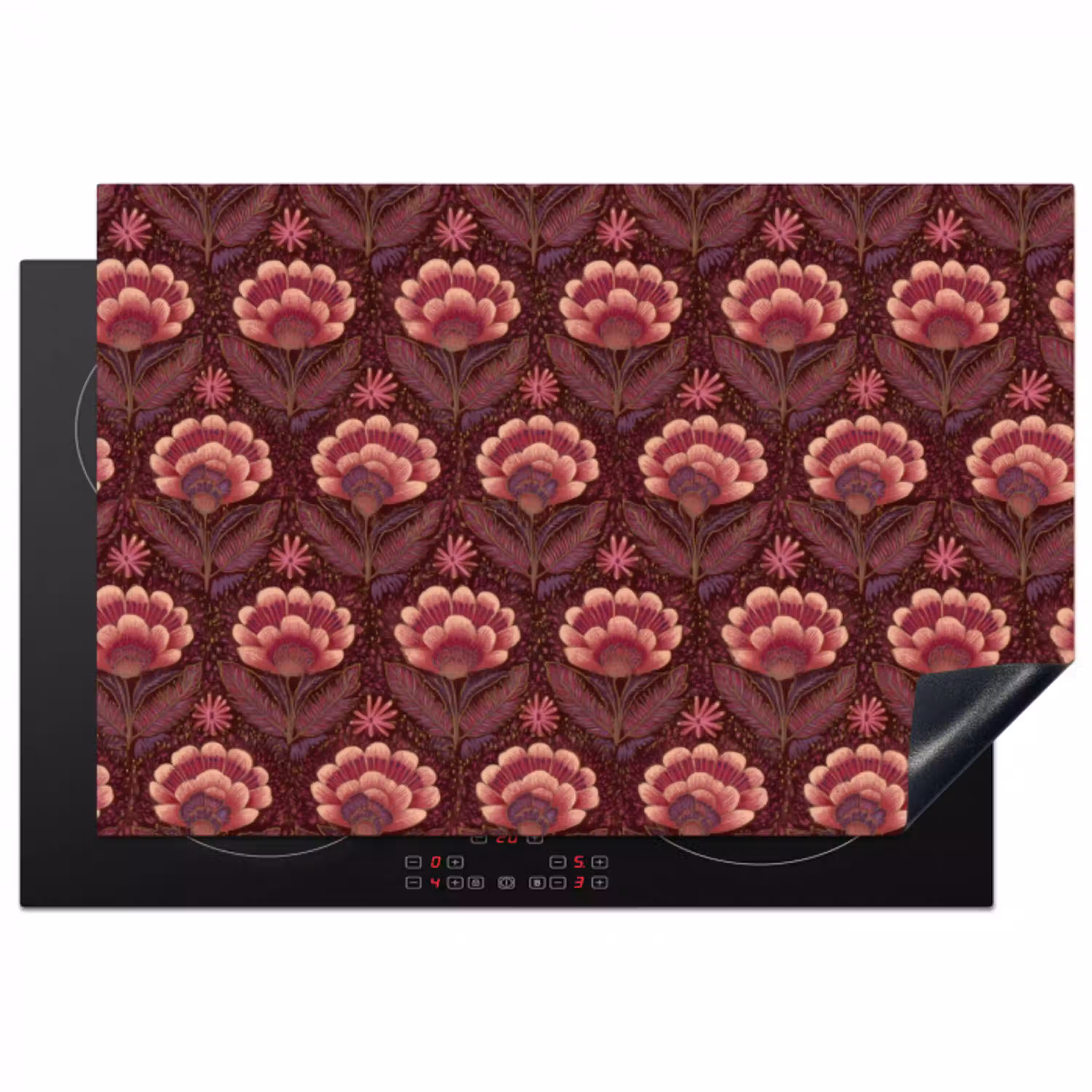 Bloemen - Waaier - Paars Inductie beschermer vinyl 3mm klein 276 -3d