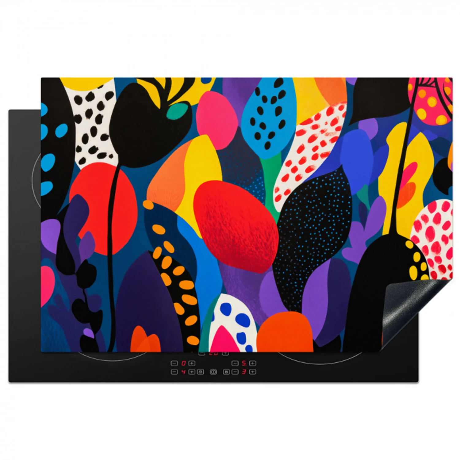 Bloemen - Bladeren - Abstract - Rood Inductie beschermer vinyl 3mm klein -3d
