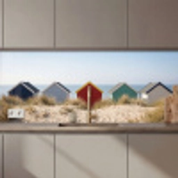 Strand - Huisjes - Kleurrijk - Duinen keuken achterwand 2 middel zz_3dshopping