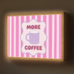 More coffee - Roze - Paars - Strepen - Mok Light Box met batterij (Wandlamp) middel -z3d_website