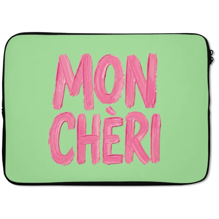Mon cheri - Groen - Roze laptophoes neopreen klein -zkaufland3dotto