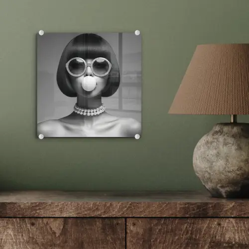 Vrouw - Zwart Wit - Ketting - Zonnebril plexiglas 5mm klein -sfeer3
