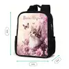 Kitten - Vlinders - Paars - Bloemen Rugzak - Zwart middel -productfoto_formaten