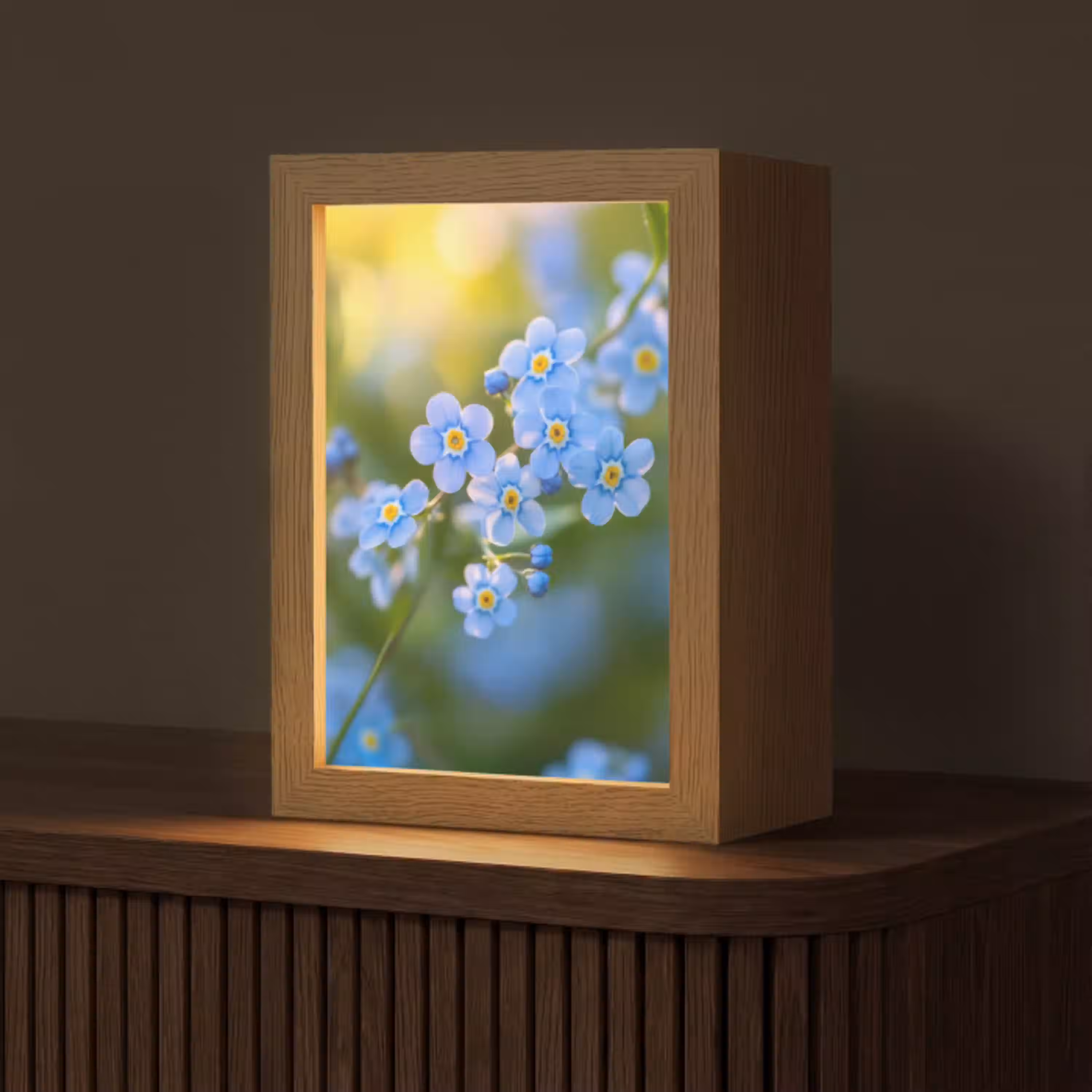 Bloemetjes - Blauw - Vergeet mij nietjes Light Box met kabel (Tafellamp) klein -z3d_website