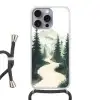 Pad - Bomen - Bos - Illustratie Hoesje iPhone 16 Pro Max met koord klein -3d