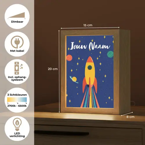 Kleurrijk - Raket - Ruimte Light Box met kabel (Kinderlampje) klein -USP_NL