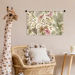 Vogels - Tropisch - Botanisch - Roze Wandkleed katoen klein -wsfeer5_kind