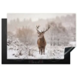Edelhert - Bos - Sneeuw - Winter - Majestueus Inductie beschermer vinyl 3mm klein -3d