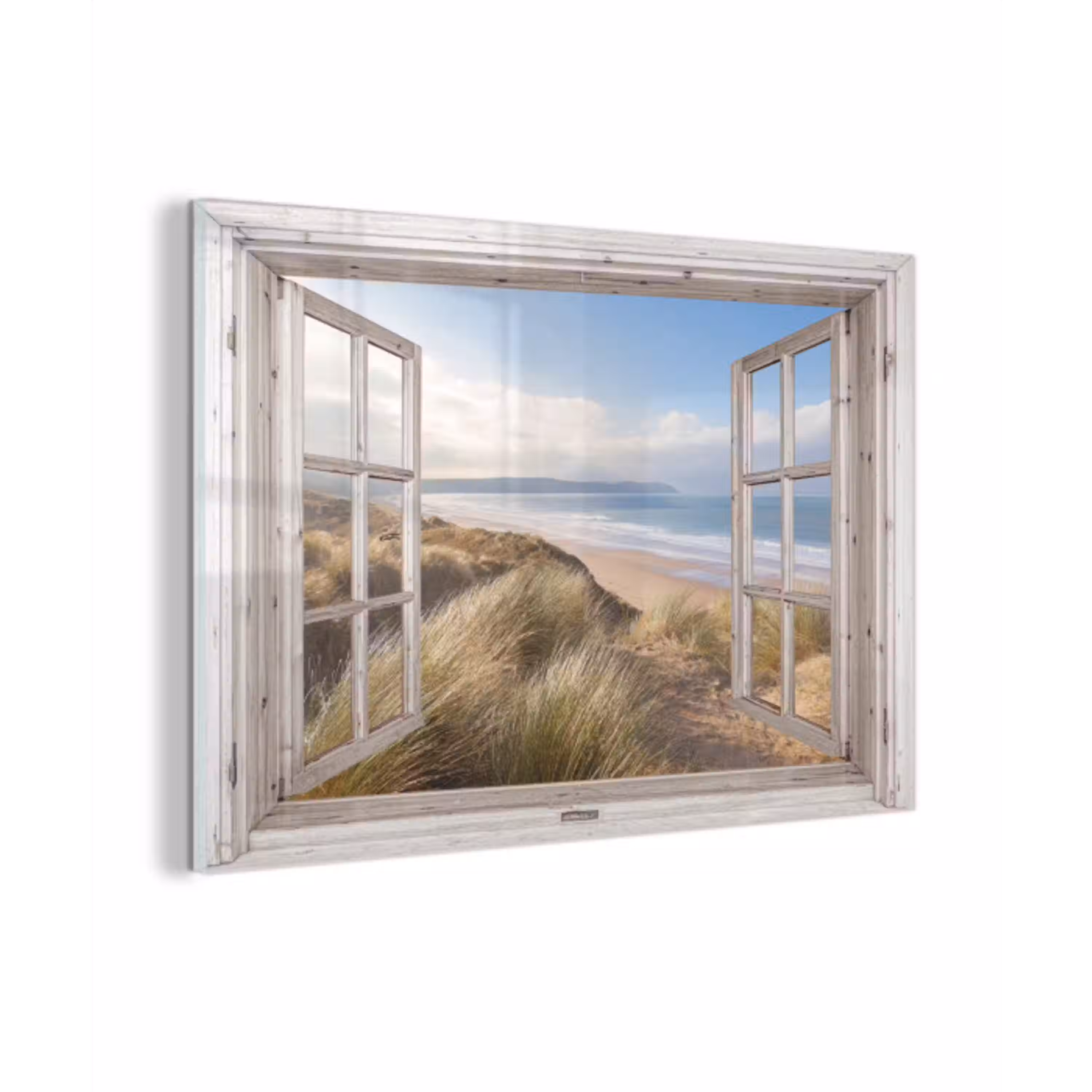 Doorkijk - Strand - Zee - Duinen - Helmgras - Zand - Blauw plexiglas 5mm klein -z3d