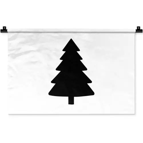 Kerstboom - Zwart - Kerstmis - Feest Wandkleed katoen klein -zz3d