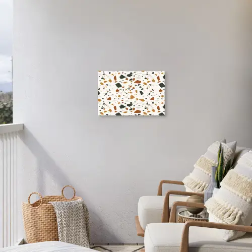 Terrazzo - Patroon - Wit - Terra Tuinposter op houten frame 2 cm dik klein 845 -sfeer1