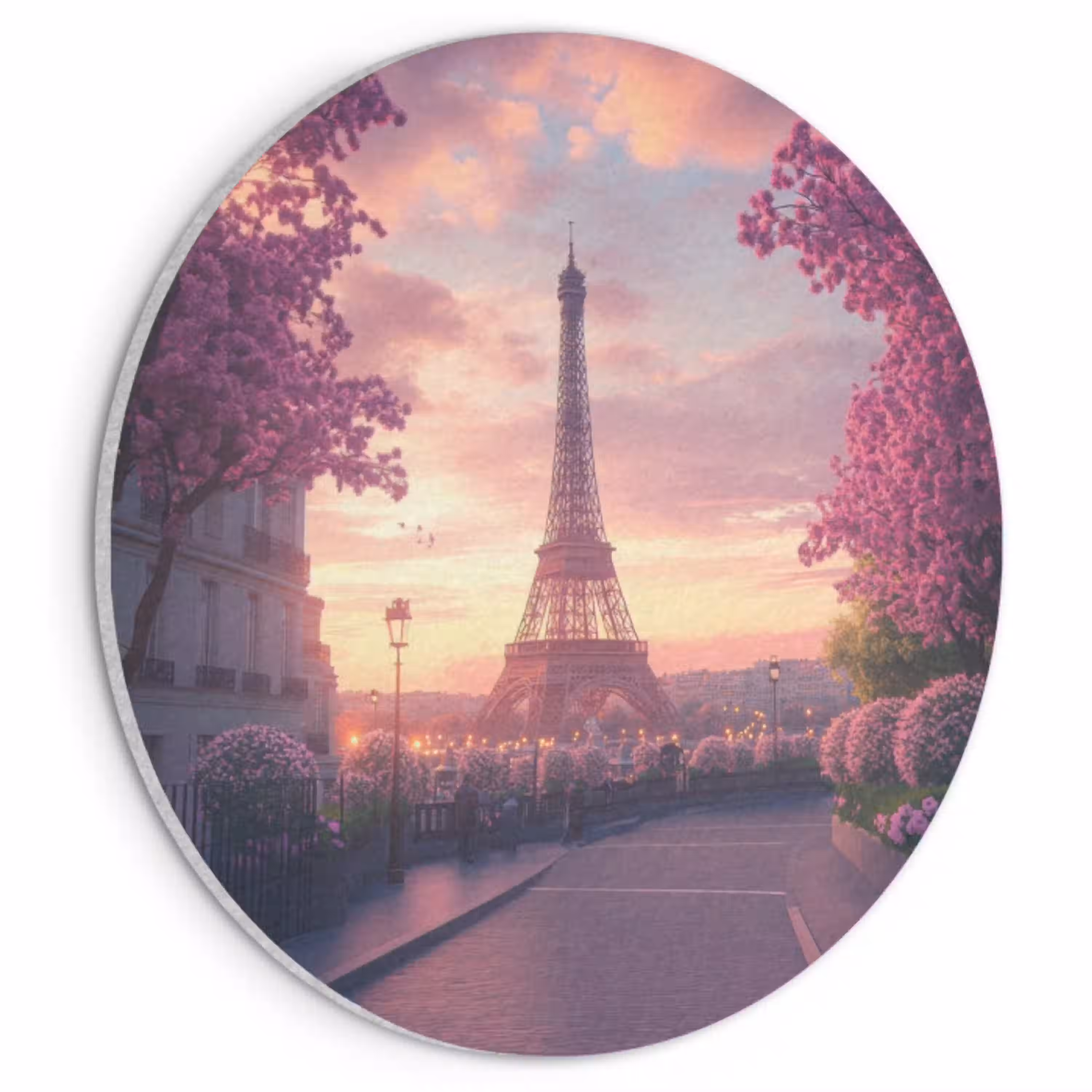 Eiffeltoren - Parijs - Roze Akoestische PET Vilt - Rond klein -3d