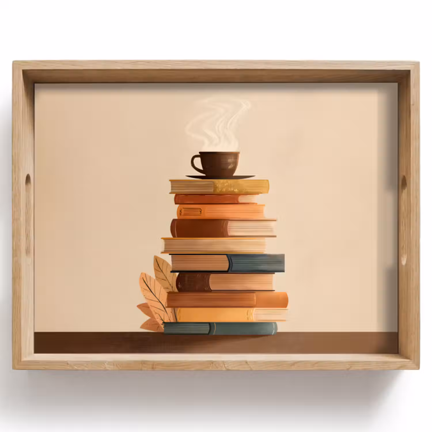 Dienblad - Boeken - Toren - Koffie - Beige