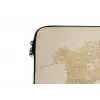 Wereldkaart - Realistisch - Beige laptophoes neopreen klein -detail