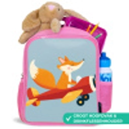 Vos - Vliegtuig - Blauw Kinderrugzak - Roze middel -inhoud_NL