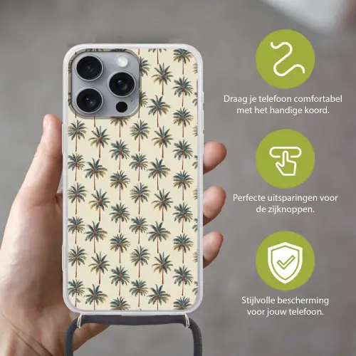 Palmbomen - Tropisch - Groen Hoesje iPhone 16 Pro Max met koord klein 804 -sfeer2_NL