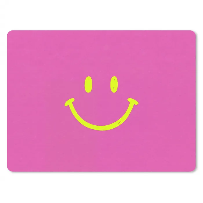 Smiley - Vrolijk - Roze muismat rubber klein -3d