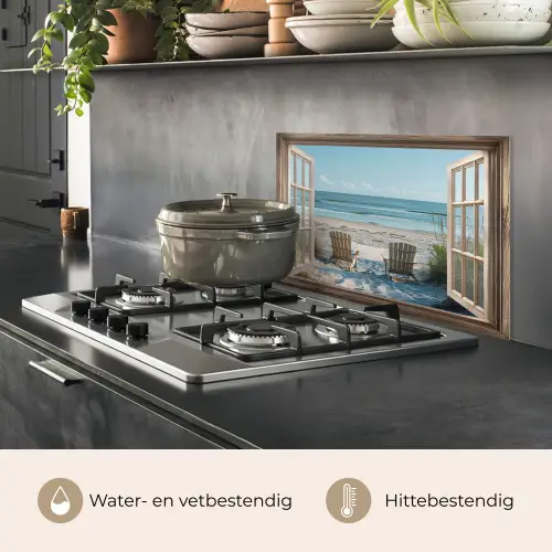 Doorkijk - Strandstoelen - Duinen - Zee - Natuur keuken achterwand spatscherm klein -usp_NL