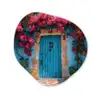 Deur - Hout - Bloemen - Blauw Wandcirkel Organisch Forex 3mm klein -3d