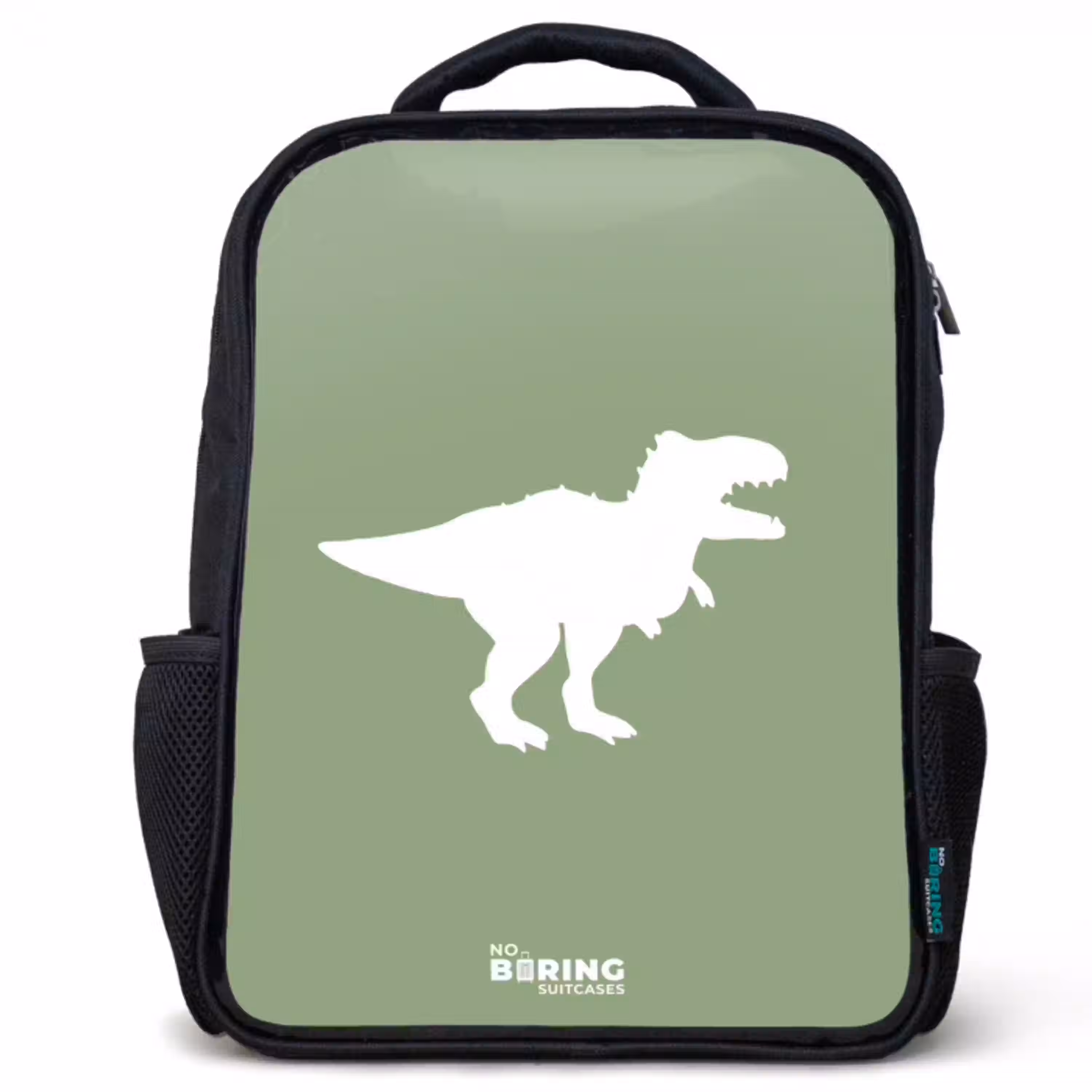 Groen met T-rex dino Rugzak - Zwart middel -3d