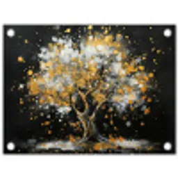 Boom - Zwart - Goud - Wit - Modern tuinposter los doek klein -3d