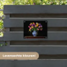 Tulpen - Kleuren - Hout - Vaas tuinposter los doek klein -sfeer3