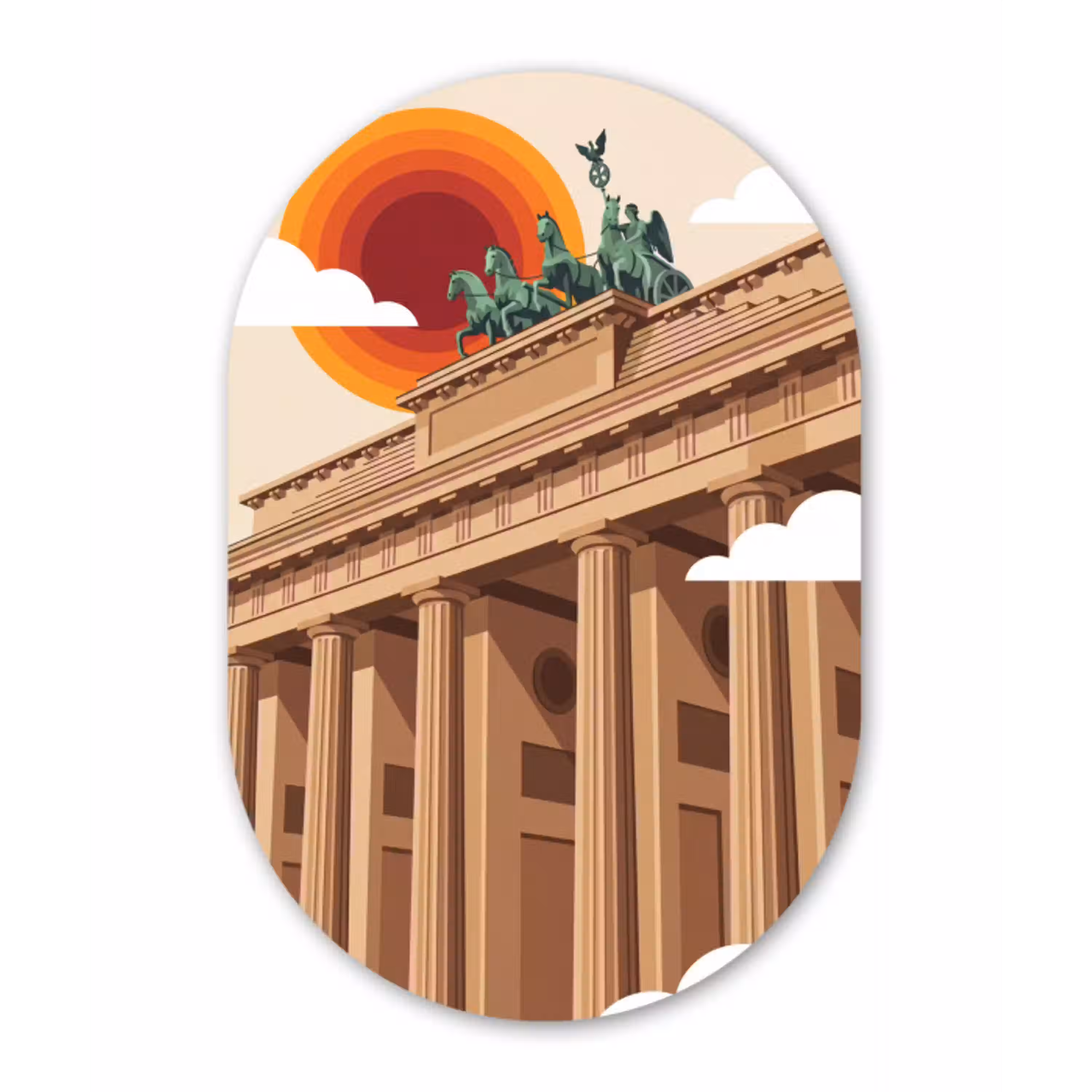 Architectuur - Brandenburg - Berlijn - Zonsondergang - Historisch Wandcirkel Ovaal Aluminium middel -3d