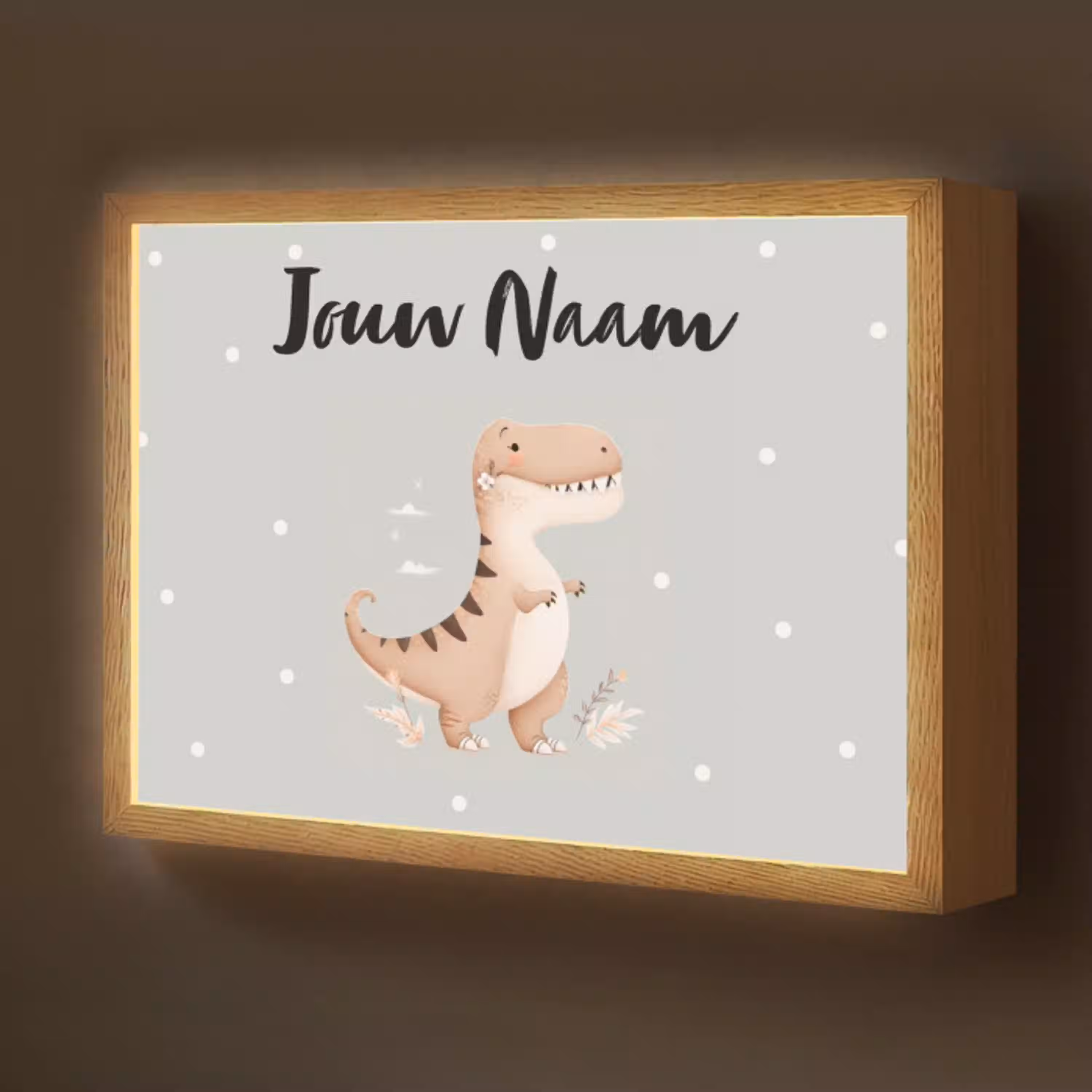 Bloemen - Blauw - Stippen - Dino Light Box met batterij (Wandlamp kind) middel -z3d_website