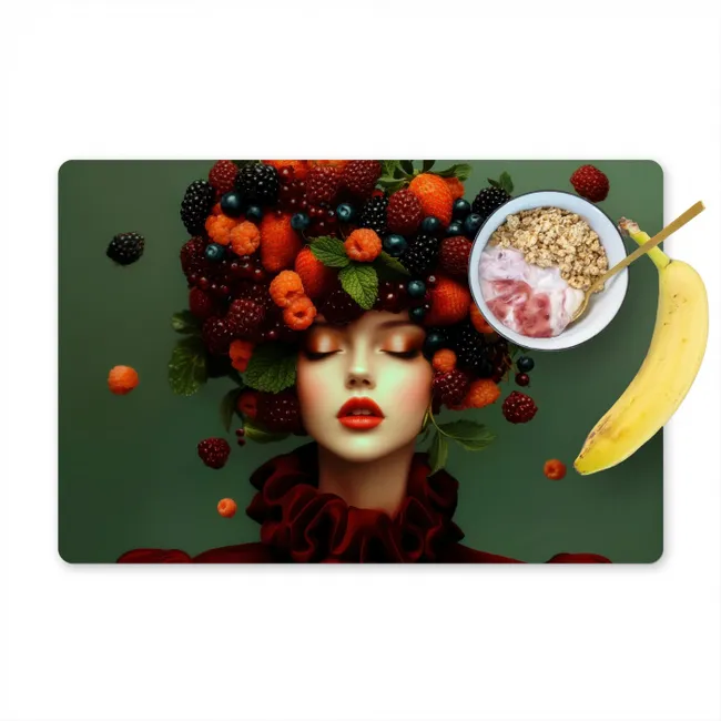 Vrouw - Aardbeien - Frambozen - Bramen - Bessen Placemat vinyl groot -zzzproduct_Kitchenyeah-website
