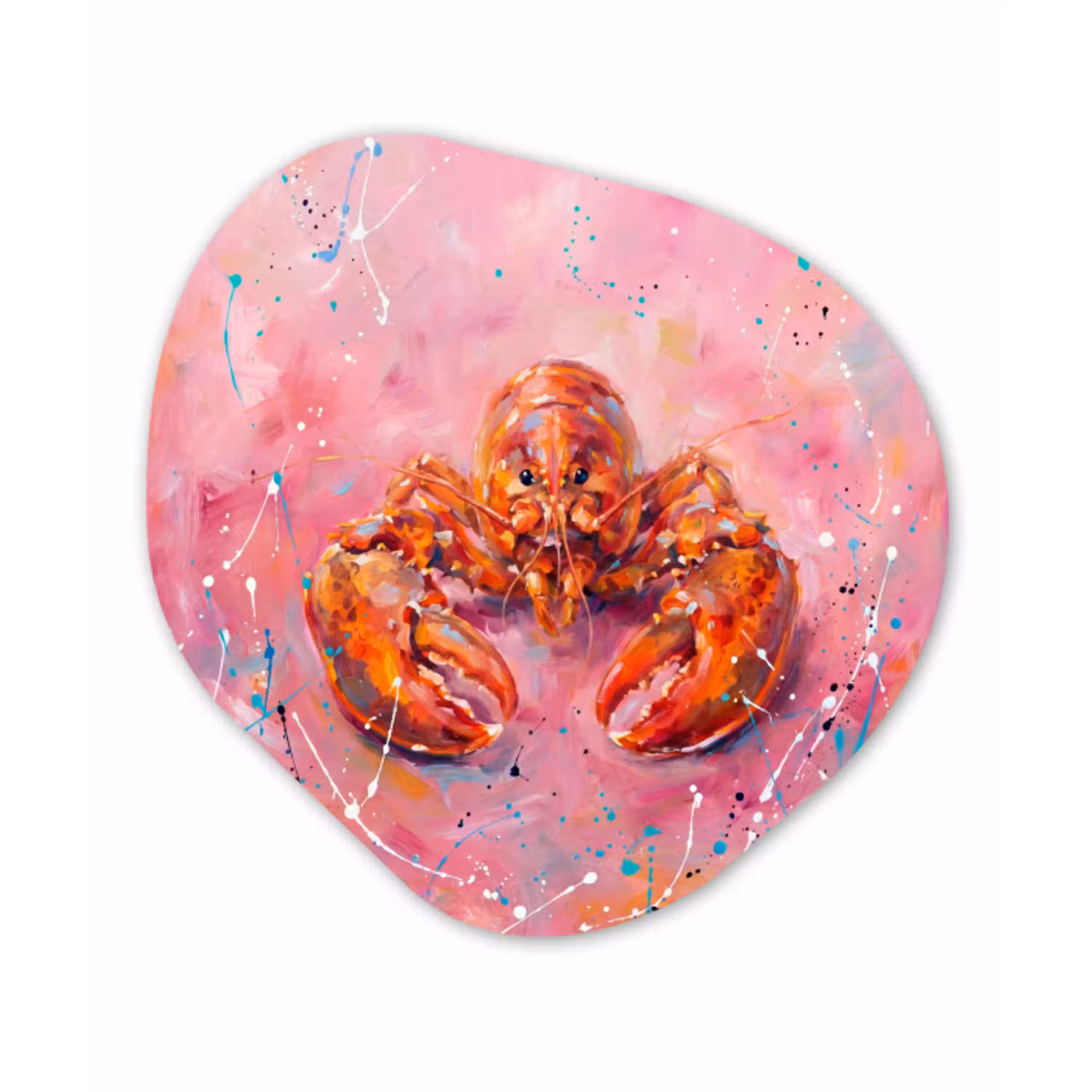 Zeeleven - Kreeft - Spatters - Abstract - Roze Wandcirkel Organisch Forex 3mm klein -3d