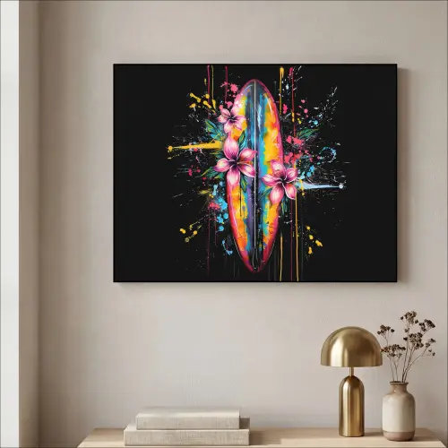 Graffiti - Sport - Surfen - Zomer Textielframe zwart klein -sfeer2