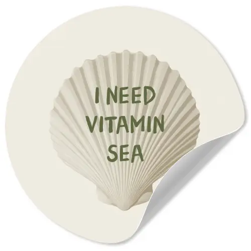 Schelp - Quote - Groen Wandcirkel behangsticker klein -3d