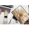 Close up - Pioenroos - Wit laptophoes neopreen klein -bureau