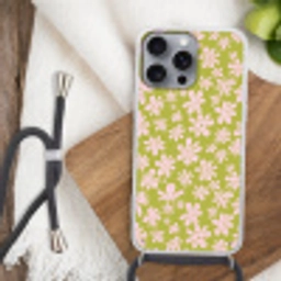 Bloemen - Roze - Getekend - Patroon Hoesje iPhone 16 Pro Max met koord klein -sfeer4
