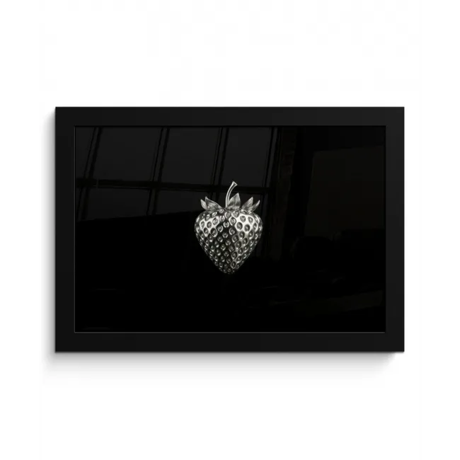 Aardbei - Zaadstructuur - Realistisch fotolijst zwart zonder passe partout klein -3d