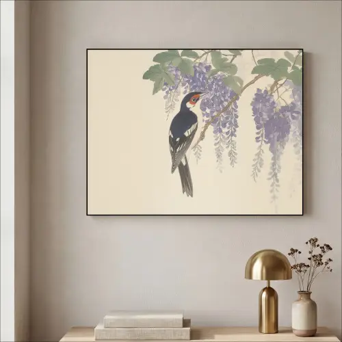 Specht - Bloemen - Paars Textielframe zwart klein -sfeer2