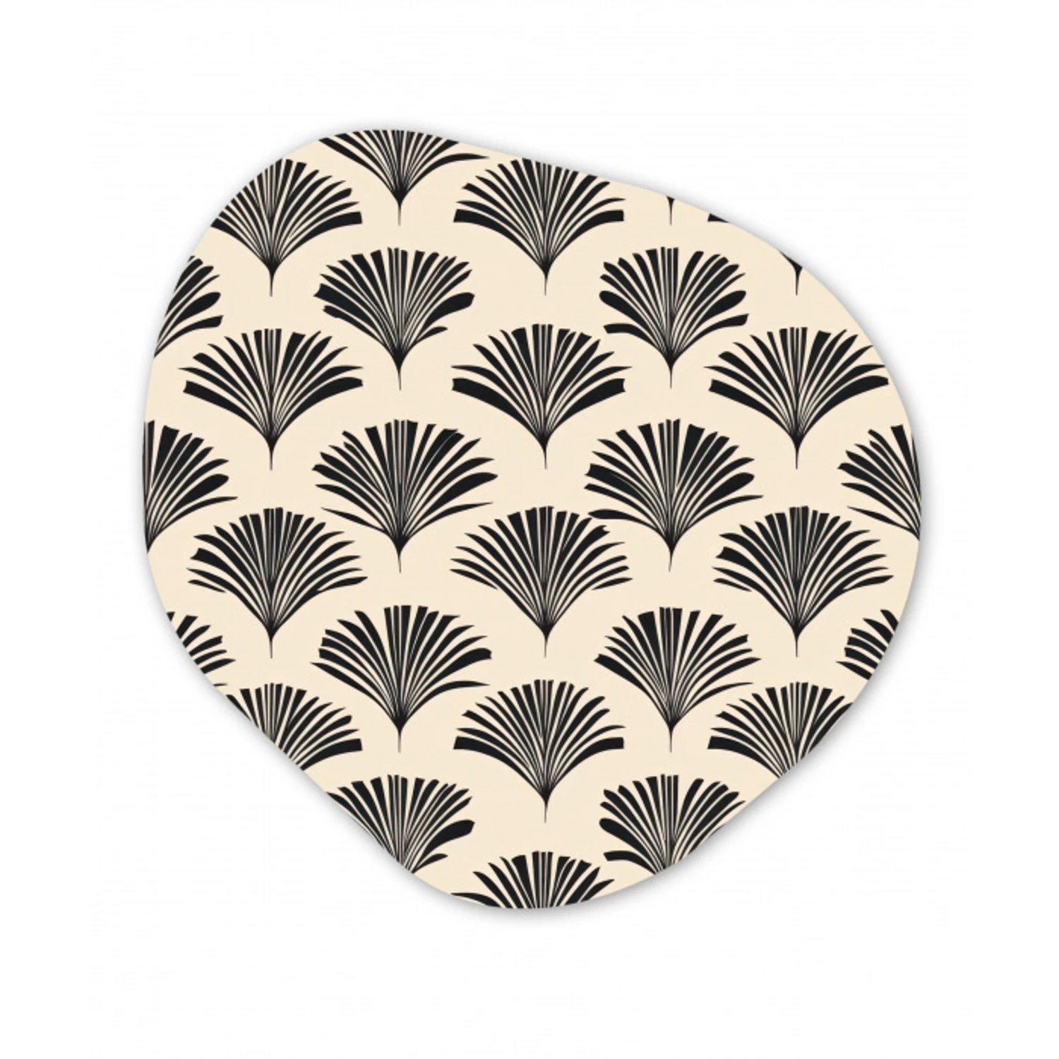 Waaiers - Botanisch - Zwart - Beige Wandcirkel Organisch Forex 3mm klein 629 -3d