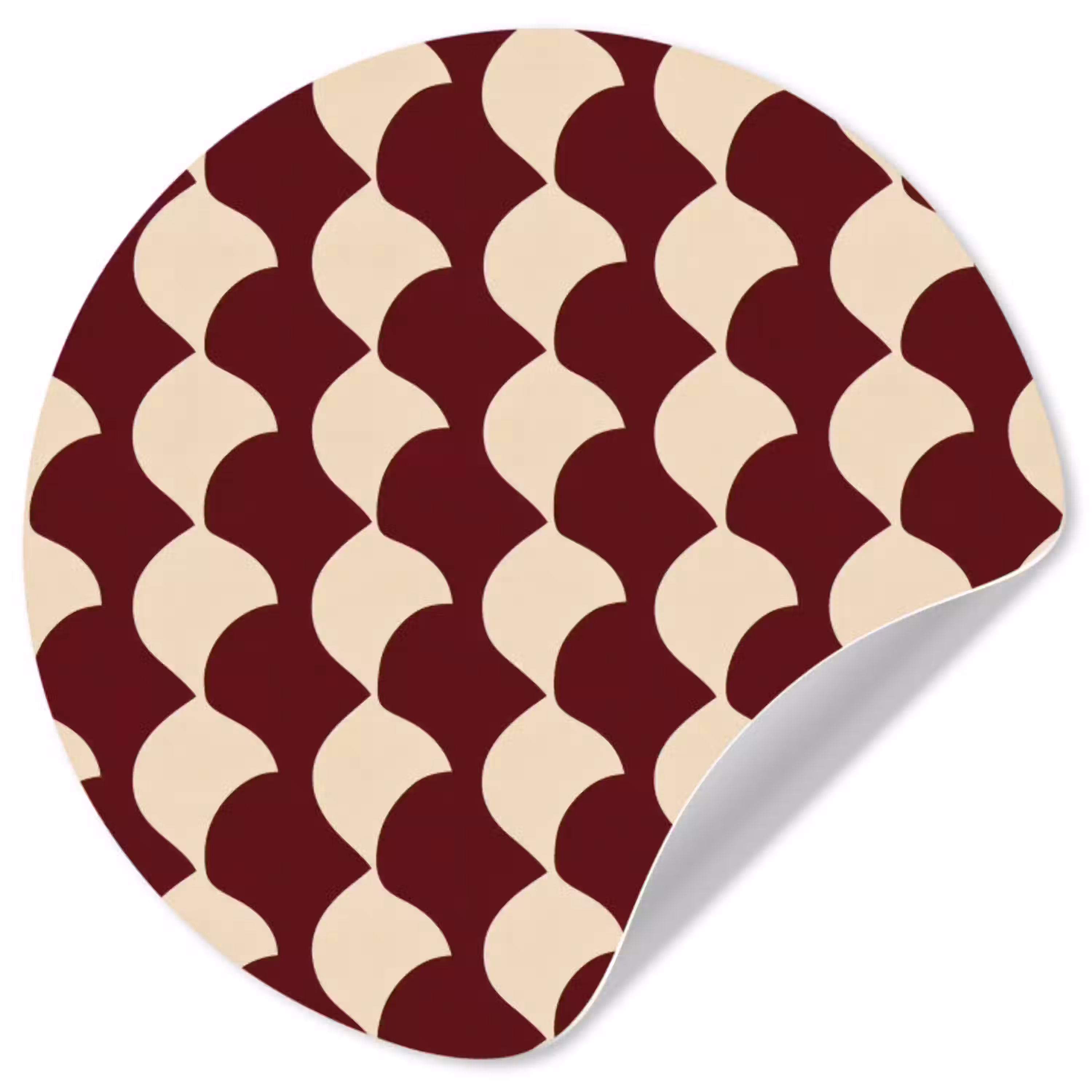 Rood - Tegelpatroon - Crème Wandcirkel behangsticker klein 186 -3d