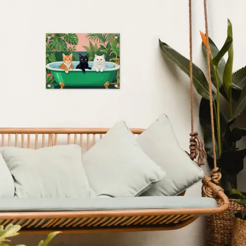 Badkamer - Kattenparade - Kleurrijk tuinposter los doek klein -sfeer7