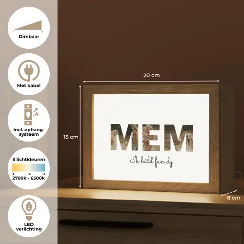 Mem - Lettercollage Light Box met kabel (Tafellamp) klein -USP_NL