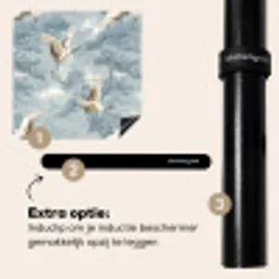 Wolken - Kraanvogels - Blauw Inductie beschermer vinyl 3mm middel 274 -zzzzzzz-induclip_NL