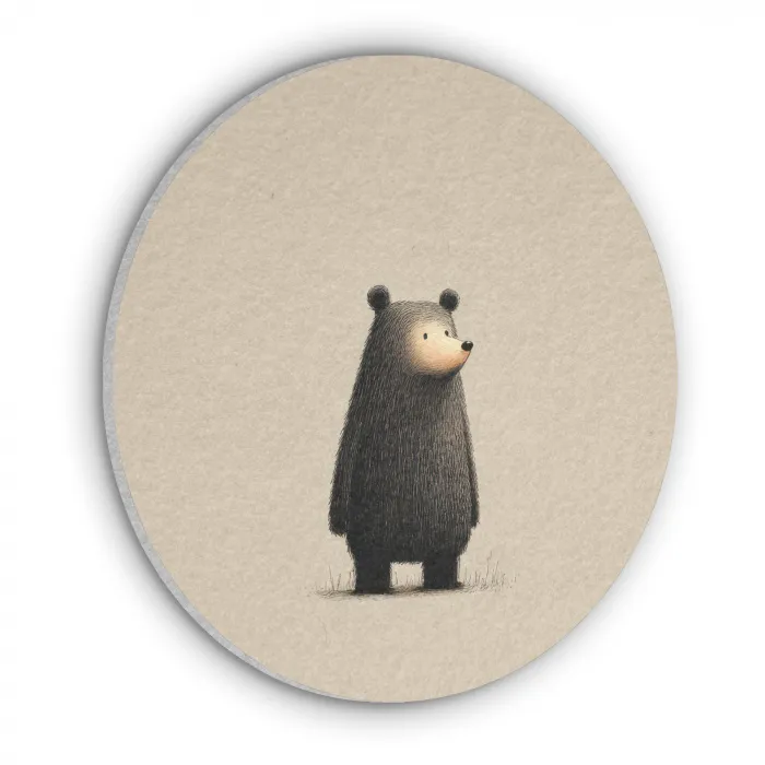 Beer - Donkerbruin - Minimalistisch Akoestische PET Vilt - Rond klein -3d