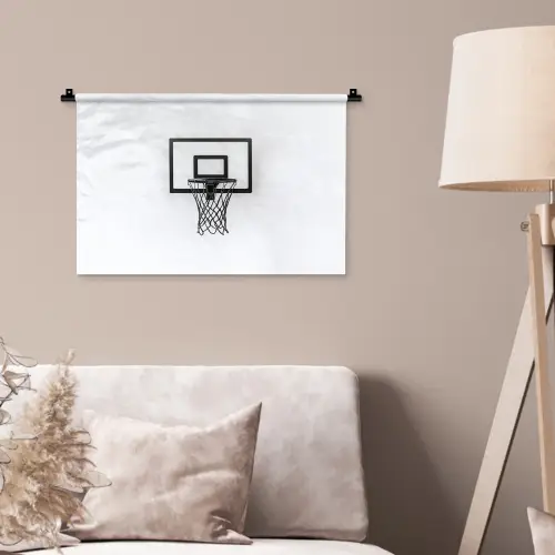 Basketbalbord - Minimalistisch - Zwart Wandkleed katoen klein -sfeer4