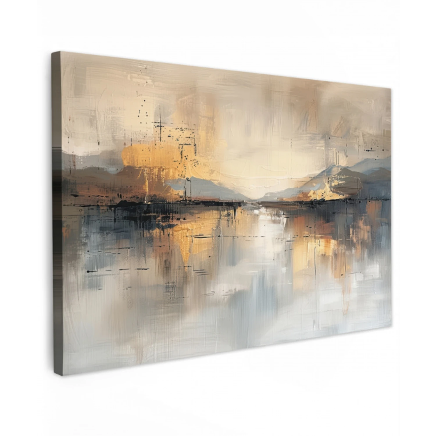 Abstract - Modern - Beige - Aesthetic - Goud canvas 2cm klein -z3d