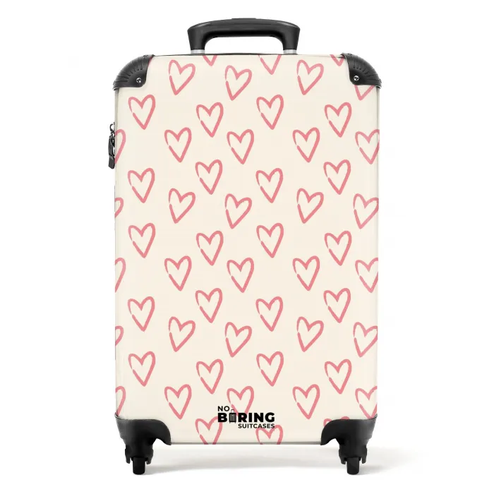 Patronen - Patroon van roze hartjes NBS - Handbagage koffer - Kinderen Unisex middel -productfoto_recht
