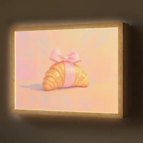 Croissant - Strik - Roze Light Box met batterij (Wandlamp) middel -z3d_website