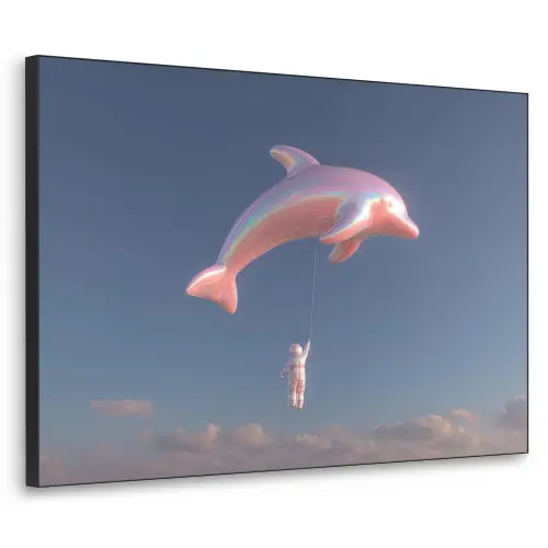 Dolfijn - Roze - Astronaut Textielframe - compleet frame klein -3d